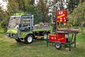 Grillo PK1400 4WD con Kit albero PTO collegato ad un banco sega, ideale per i lavori boschivi